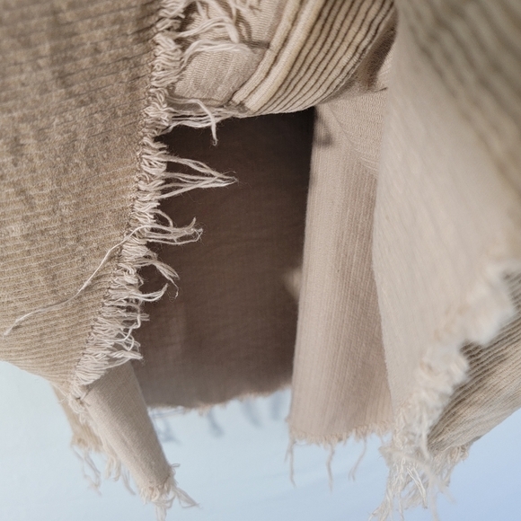 Asos Women's Plus Size Beige Corduroy Shacket Sz 18 Cinched Waist Raw Hem Pocket - Picture 9 of 12